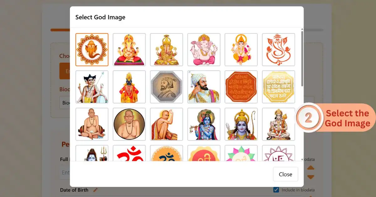 Select God Image for Biodata